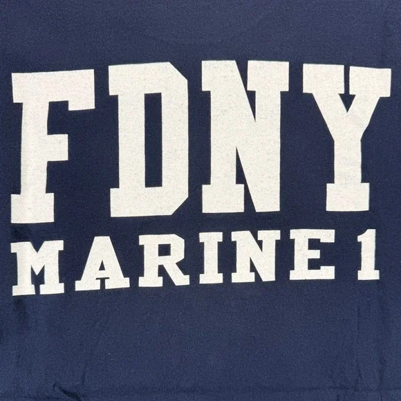 VTG Gildan FDNY Marine 1 Never Forget 9-11-01 Navy Blue Graphic T-Shirt Mens XL - Picture 7 of 7